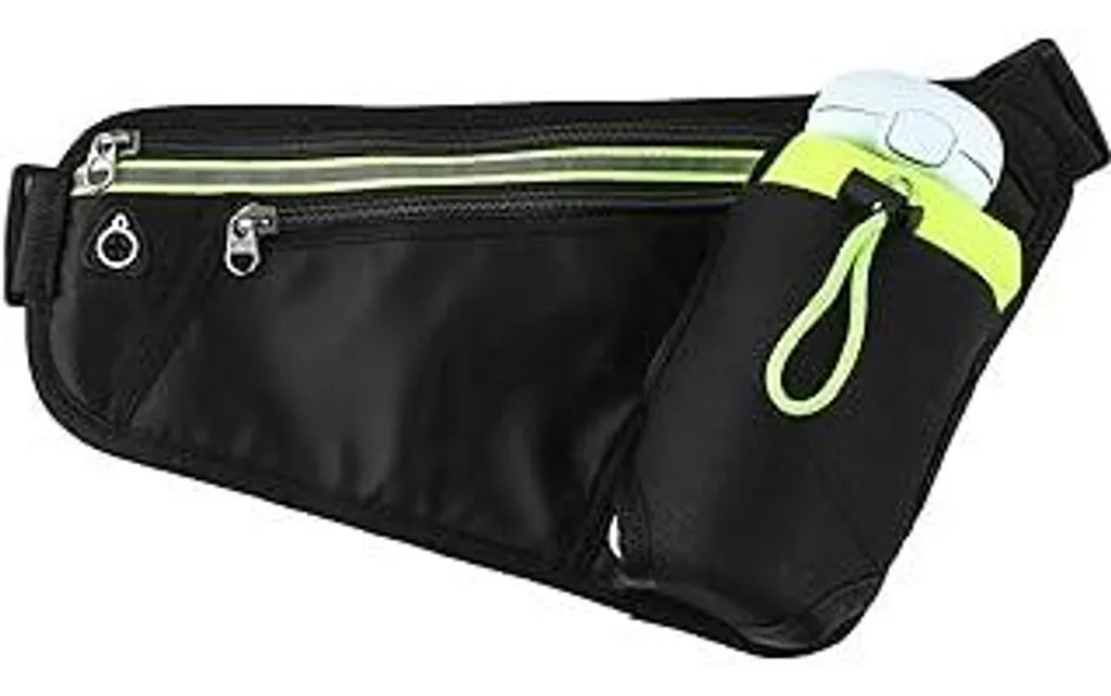 Marsupio regolabile con portabottiglie, cintura sportiva impermeabile per cellulare da donna e da uomo, marsupio traspirante con strisce riflettenti, per corsa, arrampicata e ciclismo
