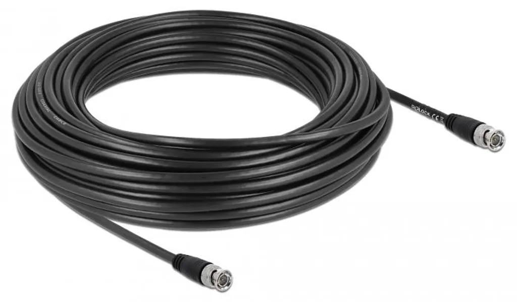 Câble coaxial BNC mâle vers mâle DeLOCK 80087 longueur 20m noir vidéo