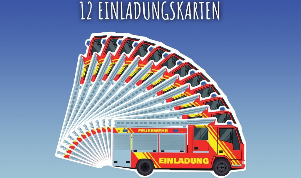 Feuerwehr-Party Einladungskarten – 25 Stück Mit Umschlägen | Für Kindergeburtstag