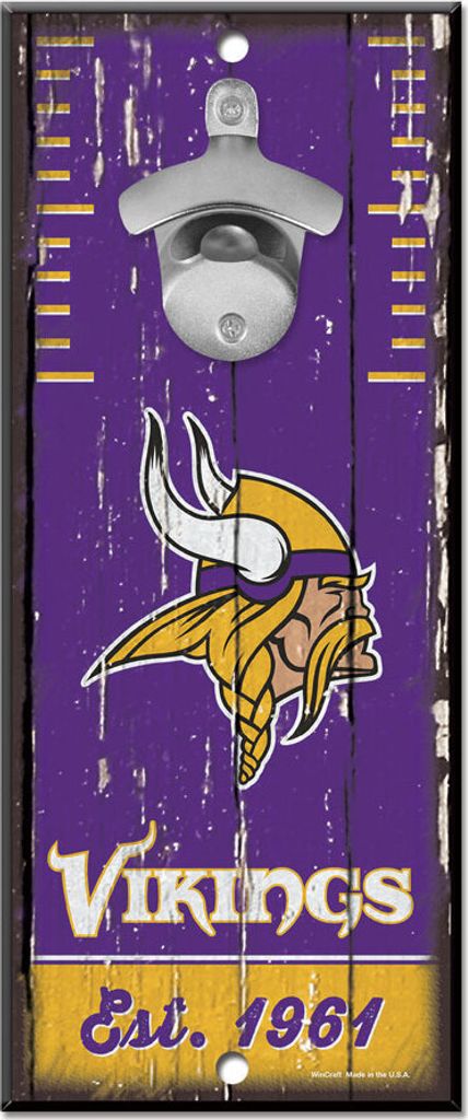 NFL Minnesota Vikings Bottle Opener Flaschenöffner Wood Sign Holzschild Holz 30x12cm