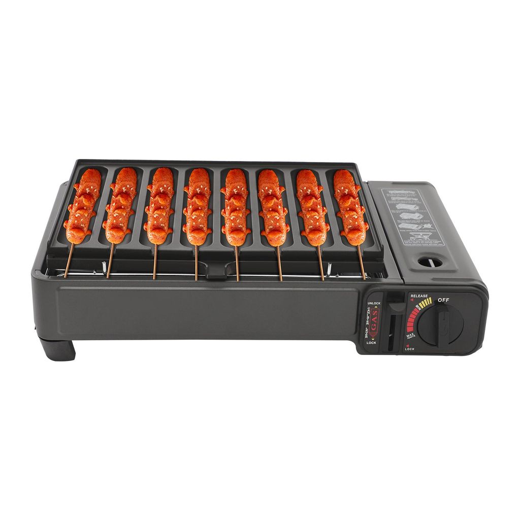 Tragbarer Camping-Gasherd, 16.53*10.23*4.33in Butan-Kocher, Gasgrillkocher, Schwarz