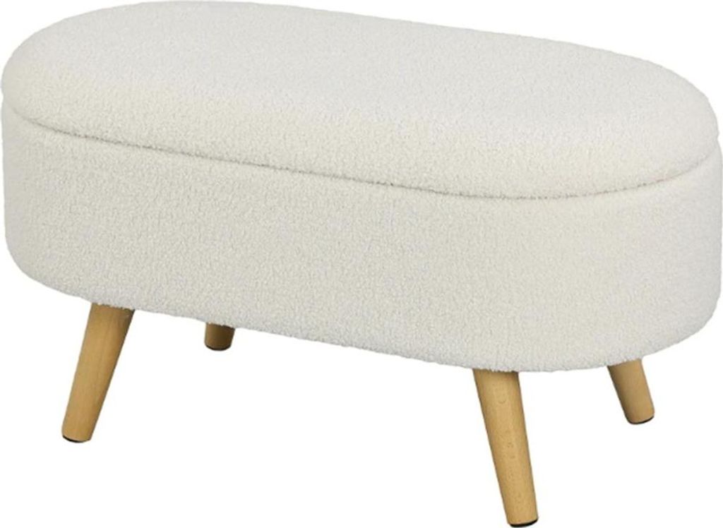 Sitzbank mit Stauraum und Deckel, Fußhocker für Flur, Wohnzimmer, Schlafzimmer,Weiß