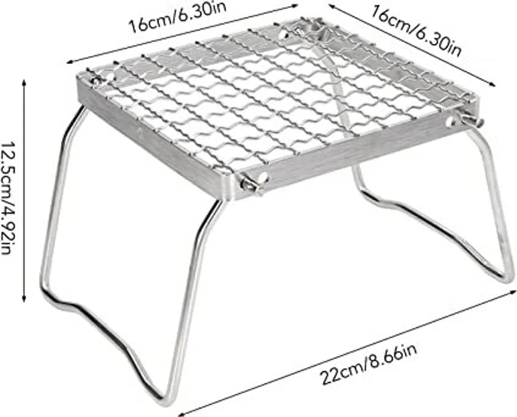 Klapper Campfire Grill, 16 x cm mini griglia di cottura 304 in acciaio inox griglia a carbone portatile da campeggio borsa porta pentole barbeque, picnic, zaino, zainetto
