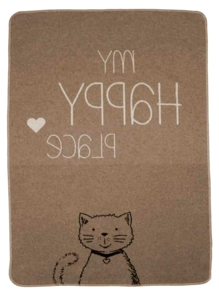 Haustierdecke Katze My Happy Place Grau, 90x70 cm