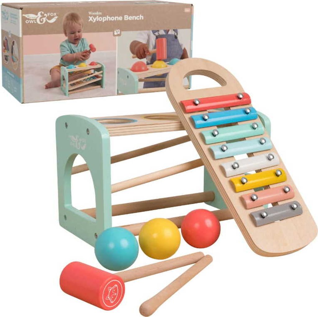 Eule & Fuchs Holz Xylophon Zimbeln Instrument für Montessori Kinder 12m+