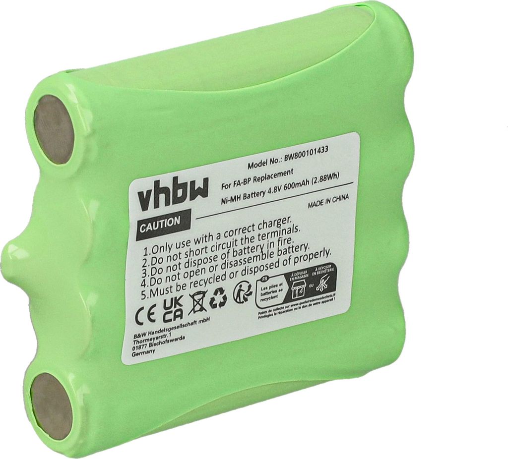 vhbw Akku kompatibel mit Oricom PMR1000 Funkgerät, Walkie Talkie (600 mAh, 4,8 V, NiMH)