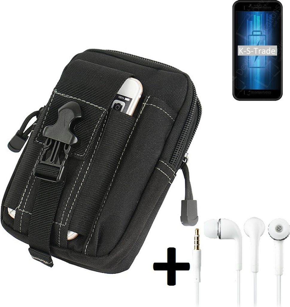 K-S-Trade Gürteltache + Kopfhörer kompatibel mit Energizer Ultimate U505S Gürtel Tasche Holster Schutz Hülle Handy Hülle schwarz inkl.