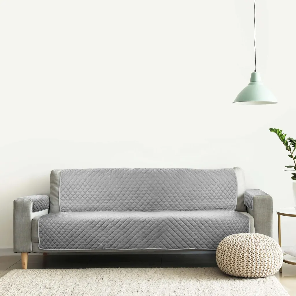 Copridivano a tre posti grigio / antracite 160 x 191 cm + 2 x 50 x 55 cm