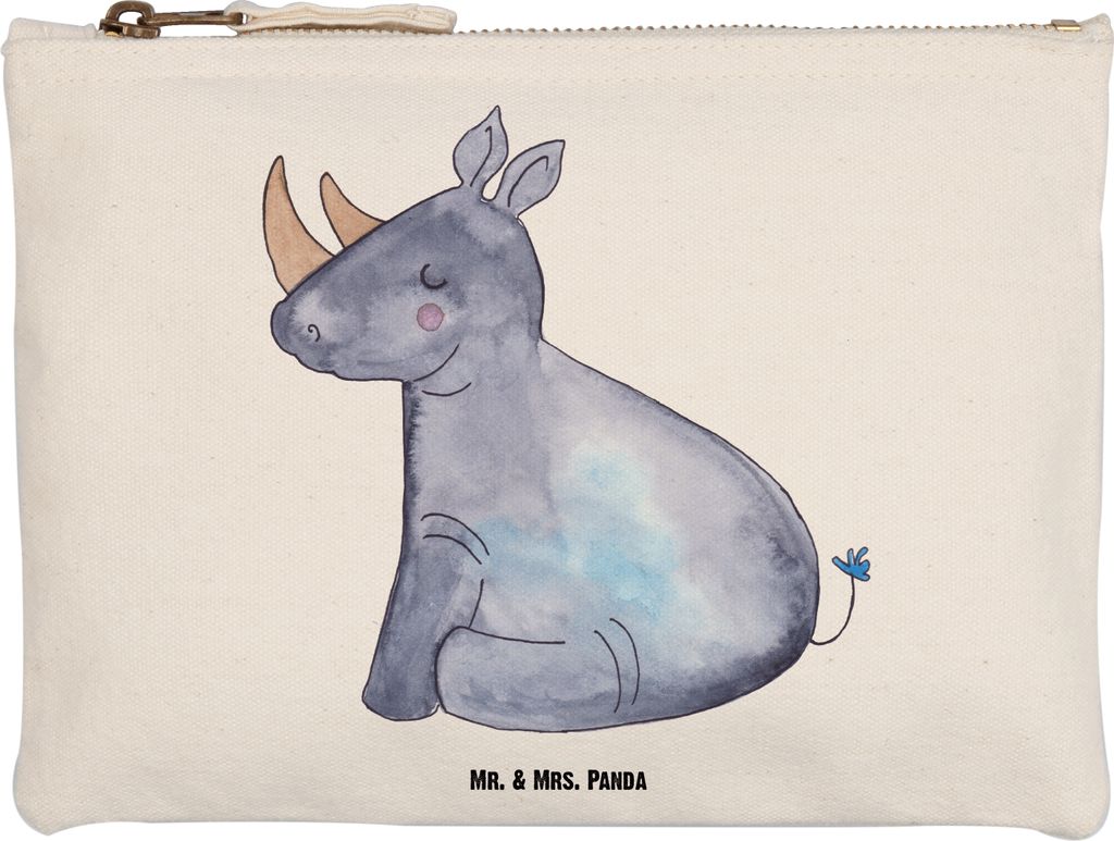 Mr. & Mrs. Panda Täschchen Einhorn Nashorn Größe M - Weiß - Geschenk, Kulturbeutel, Make-Up Tasche, Nashörner, Unicorn, aufbewahrungstasche, L...