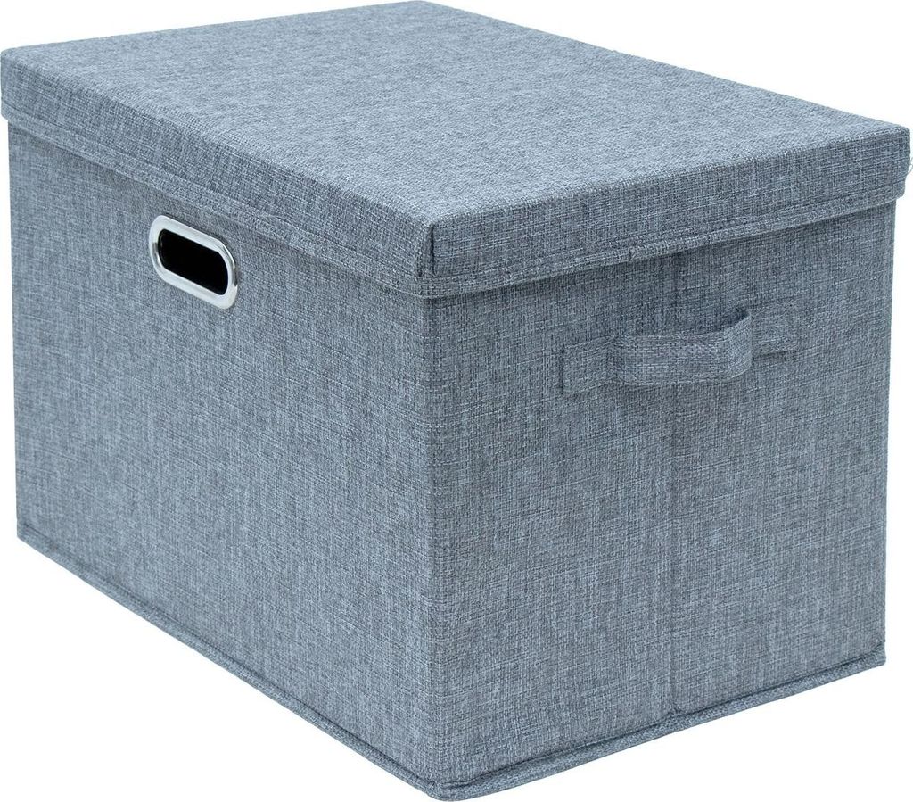 Intirilife Aufbewahrungsbox mit Deckel faltbar aus Baumwollleinen -44.5x30.5x30.5 cm- Aufbewahrung mit Deckel groß aus Stoff- Würfel Organizer, F...