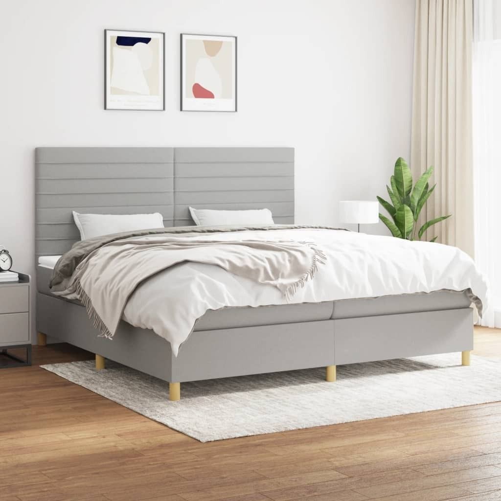 Maison Exclusive - Boxspringbett mit Matratze Hellgrau 200x200 cm Stoff