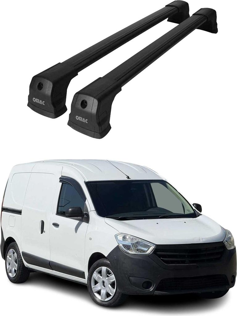 Dachträger Grundtäger für Dacia Dokker 2012-2021 75kg Aluminium Schwarz 2 tlg