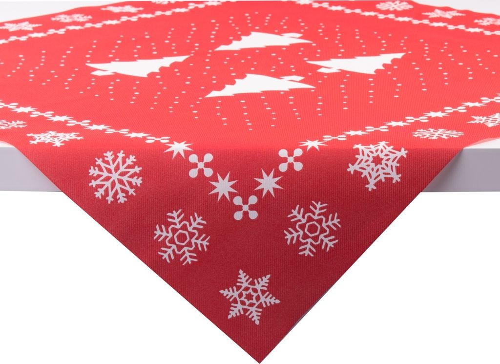 Sovie HOME Weihnachtstischdecke White Tree in Rot aus Produktbild 