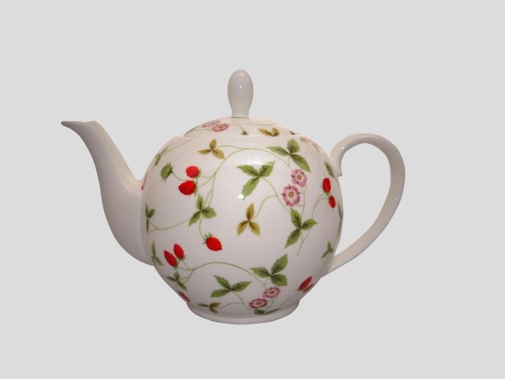 Teekanne MIRELLA mit Erdbeeren für1000ml weiß rot Porzellan TeaLogic