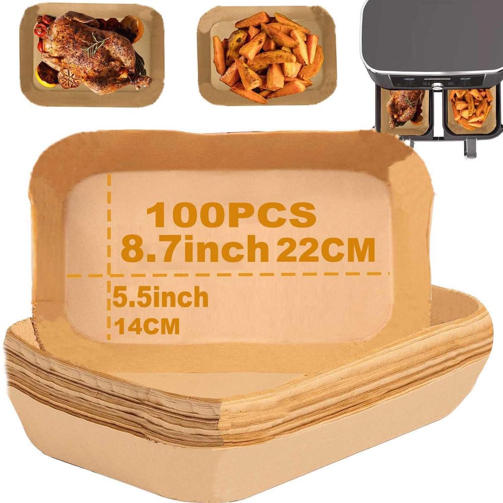 Backpapier für Heißluftfritteusen, 100 Stück. Geeignet für Ninja AF400EUCP, AF300EU, AF400EU und andere Zweizonen-Heißluftfritteusen (7,6 l–...