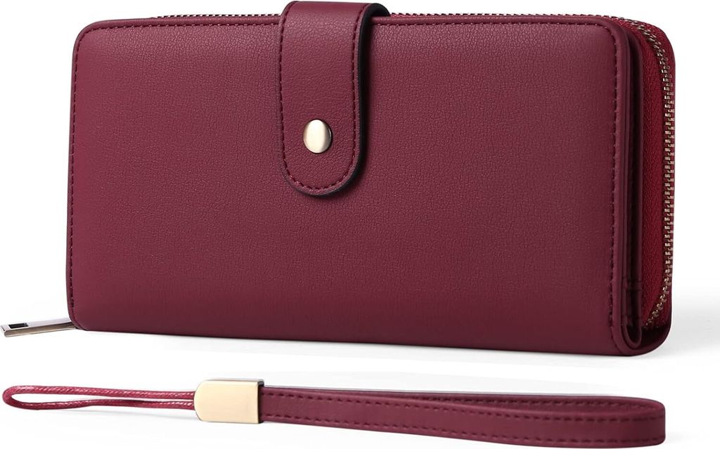 Geldbörse Gross - Portemonnaie Mittelgroß Geldbeutel Damen Portmonee Leder Große Kapazität - mit RFID Schutz - mit 14 Kartenfächer und Kleinge...