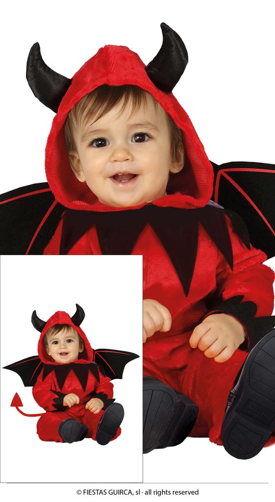 Halloween Dämon Kostüm Kapuze Flügel Jumpsuit Schwanz Babys Produktbild 