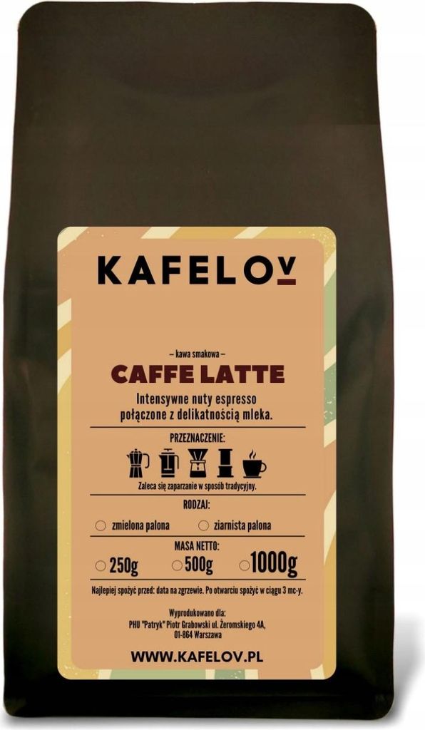 KAFELOV | Caffe Latte - 250g - 100% Arabica - Intensiver Geschmack - Frisch geröstet