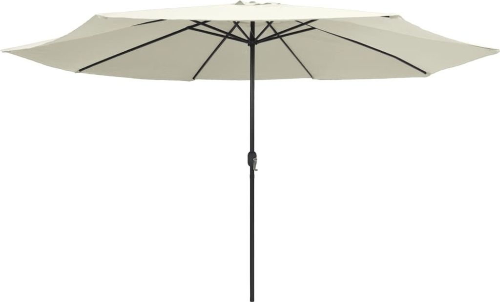 vidaXL Ombrellone con asta in metallo 390 cm bianco sabbia Immagine del prodotto 