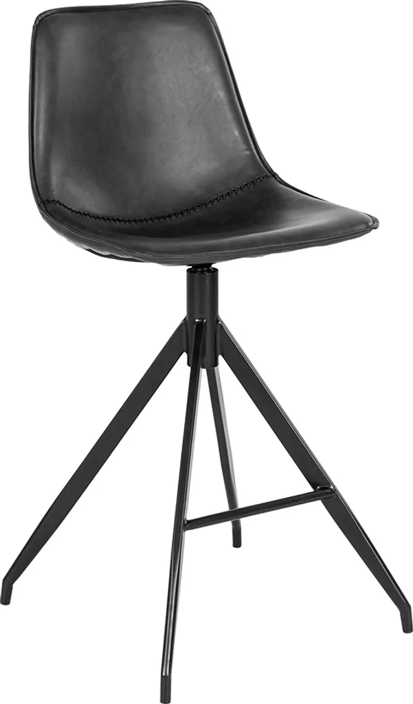 Tabouret Ruben Noir House Collection avec Dossier et Pieds en Métal