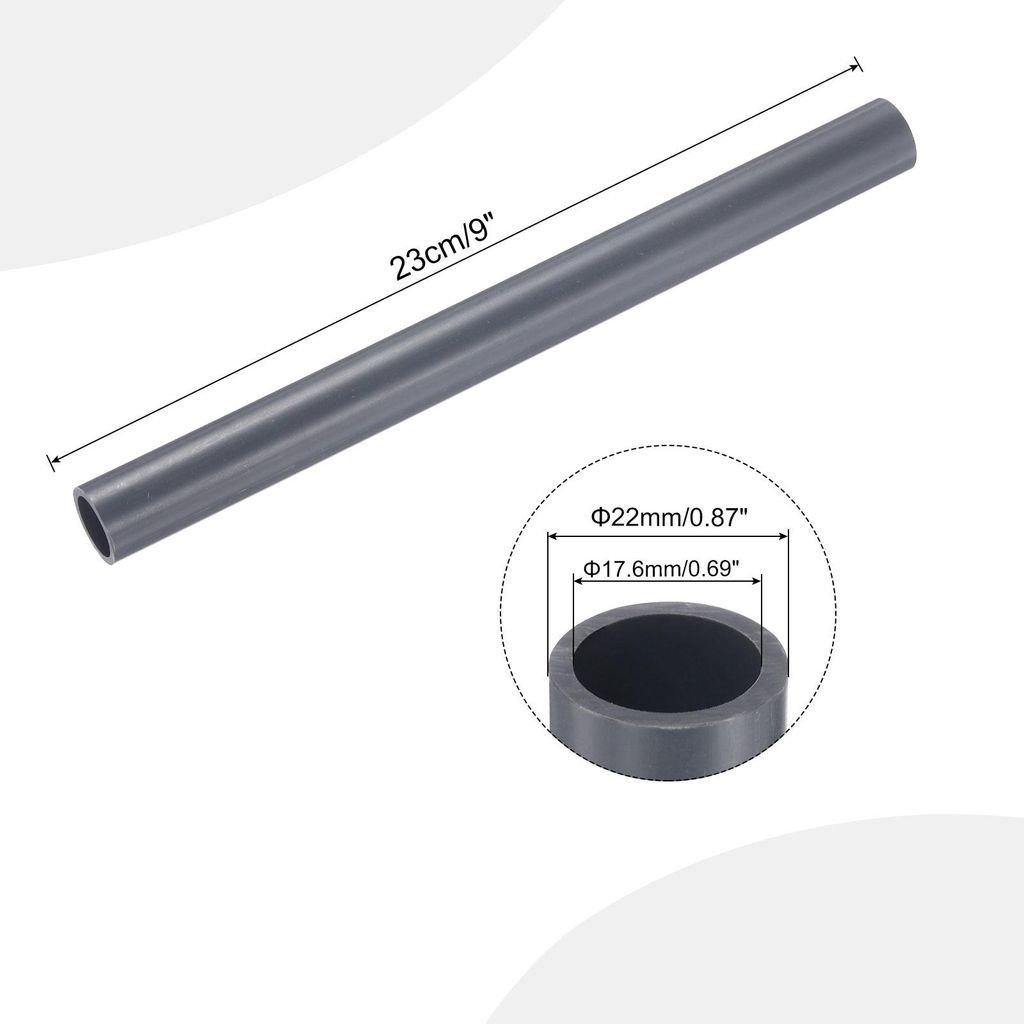 PVC Rohr, Durchmesser 17.6mm L?nge 0.23m Rund Kunststoffrohr fš¹r Garten, Aquarium, Wasserleitung, Kabelkanal, lš¹ftungsrohr (Hellgrau)