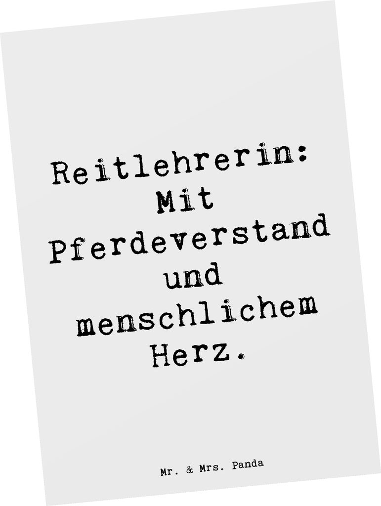Mr. & Mrs. Panda Postkarte Spruch Reitlehrerin Herz - Weiß - Geschenk, Reitlehrer, Mit Pferdeverstand und menschlichem, Grußkarte, Ansichtskarten...