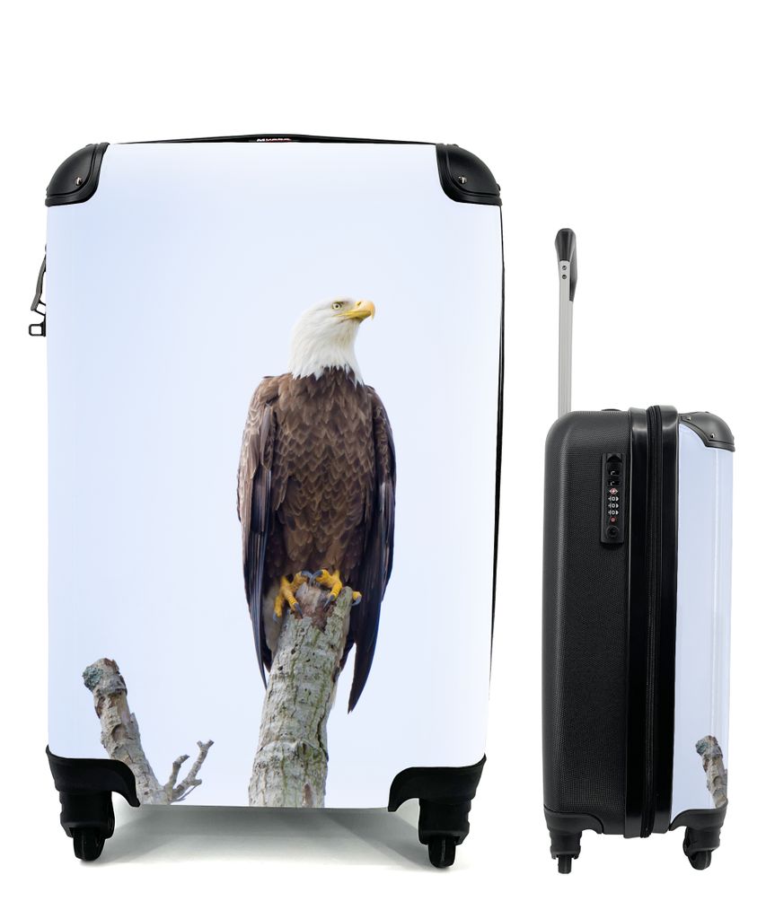 MuchoWow Koffer Handgepäck Trolley Rollkoffer Kleine Reisekoffer mit 4 Rollen - Amerikanischer Weißkopfseeadler - Adler - Raubvögel - Sitzen -...