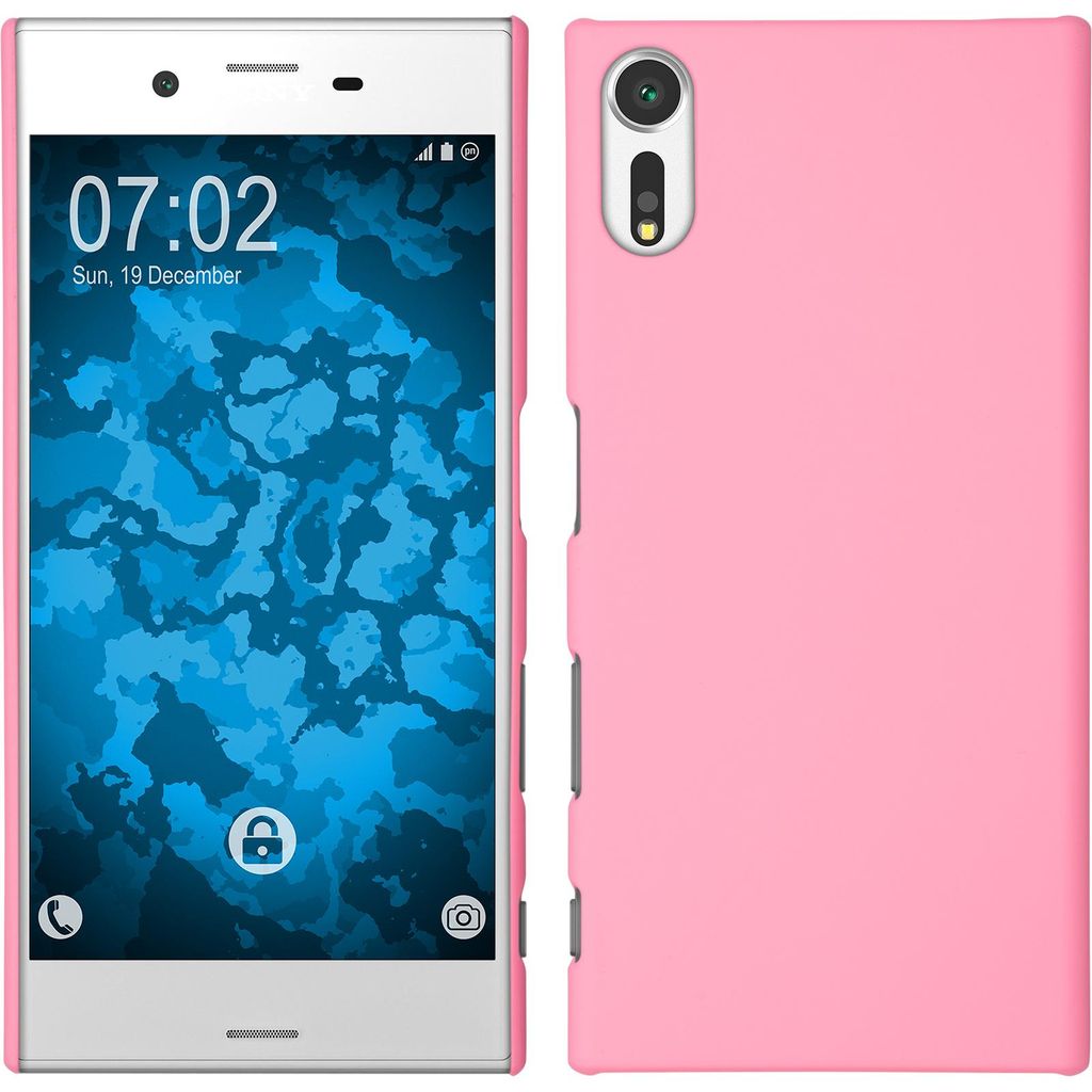 PhoneNatic Case kompatibel mit Sony Xperia XZs - Hülle rosa gummiert Hard-case + 2 Schutzfolien