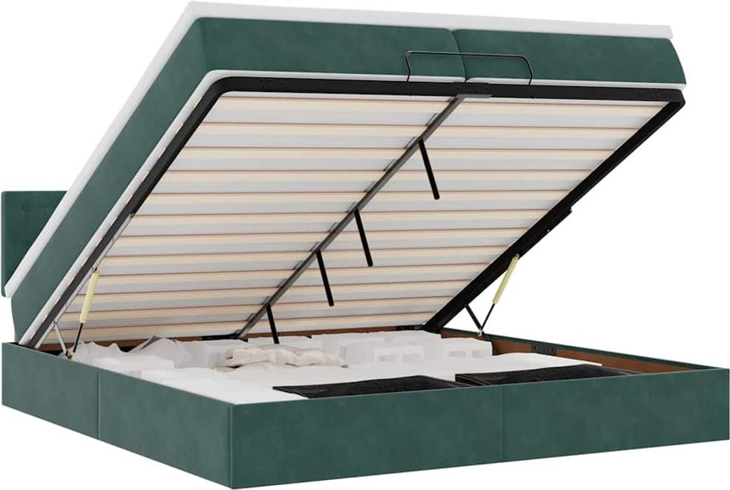 Ottoman-Bett mit Matratze Dunkelgrün 200x200 cm Samt