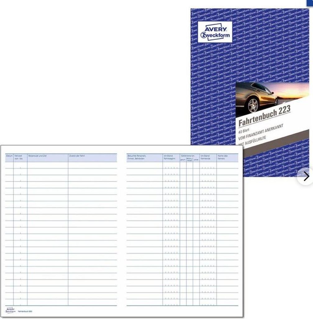 AVERY Zweckform Fahrtenbuch für PKW 80 Seiten 858 Fahrten Produktbild 