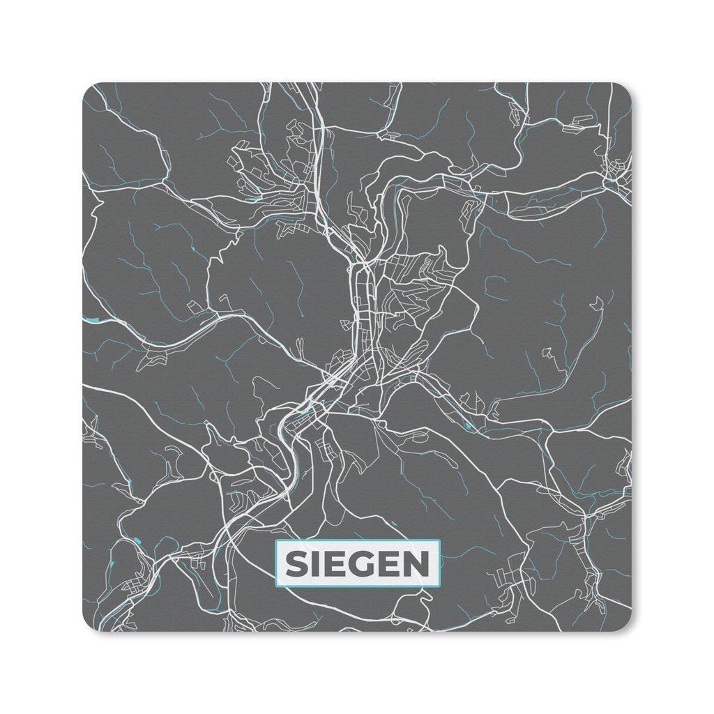 MuchoWow Mauspad Mousepad Deutschland - Blau - Siegen - Stadtplan - Karte 30x30 cm - Mousepads - Maus Mat - Pad - Mausunterlage - Gaming