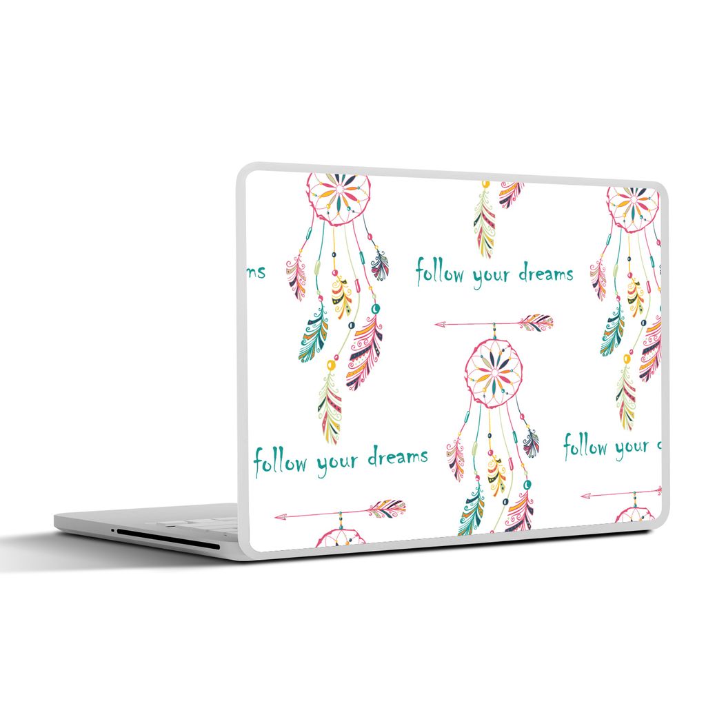 MuchoWow Laptop Aufkleber Sticker Cover Träume - Traumfänger - Federn - Regenbogen 36.5x27.5 cm - Laptop-Sticker