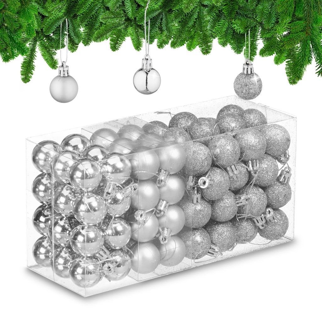 Lot de 96 boules de Noël Relaxdays, boules scintillantes, Image du produit 