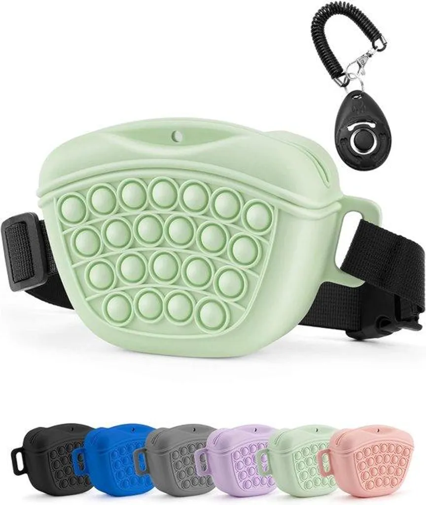 Solution dressage chien : kit clicker et sacoche verte anti-salissure