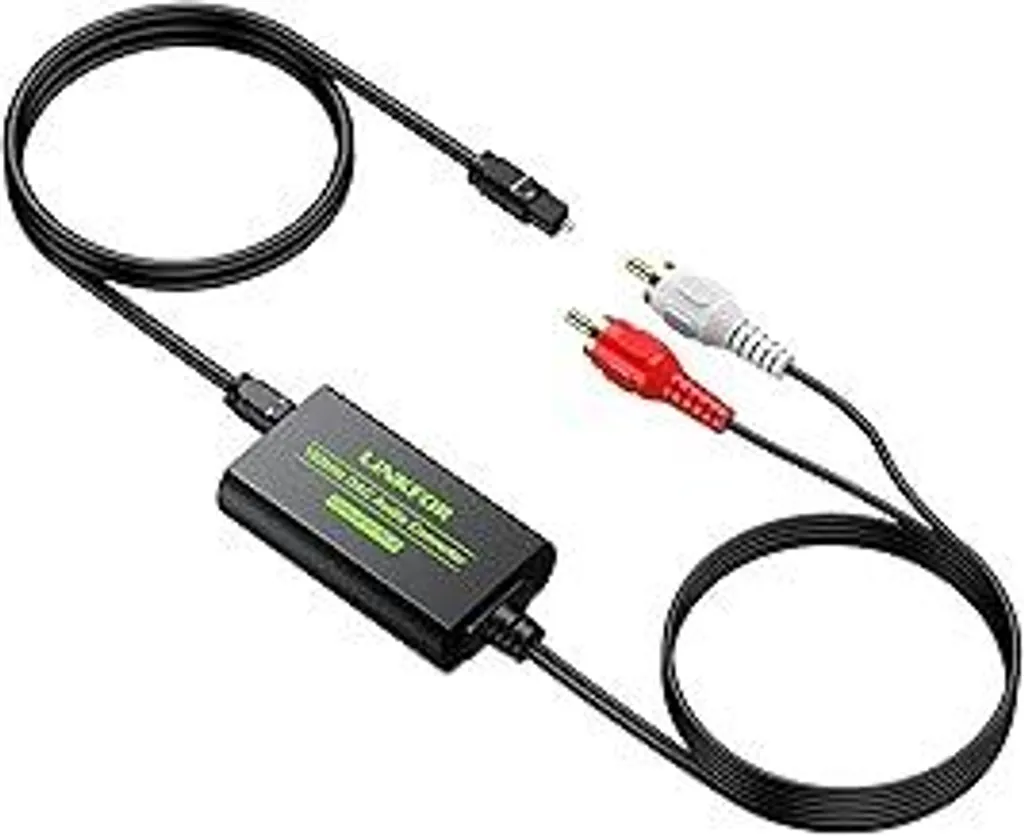LiNKFOR DA Convertitore 192KHz Ottico Toslink Coassiale ad Analogico RCA L/R Adattatore audio con cavo ottico per PS3 DVD Sky Xbox HDTV Lettore Blu-Ray