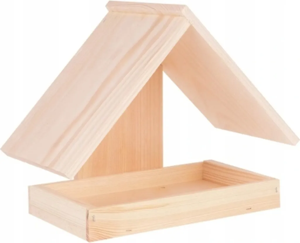Casetta Mangiatoia per Uccelli da Muro in Legno Naturale 26x12x20