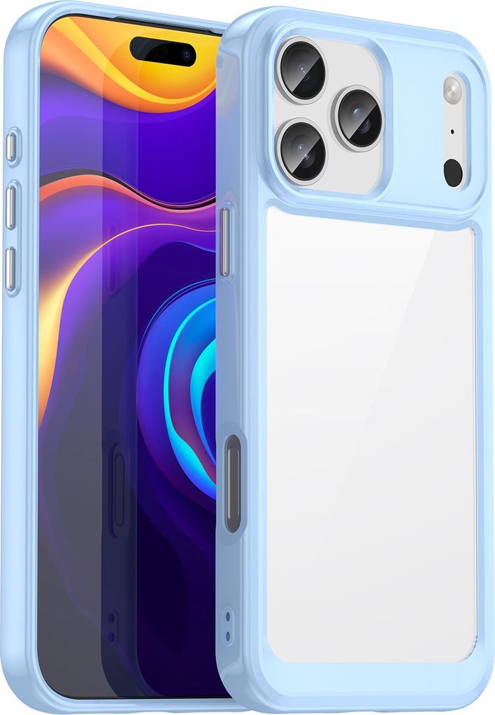 Schutzhülle für iPhone 17 Pro Max Klar Rückseite Stoßfeste TPU Silikon Bumper Hülle Blau