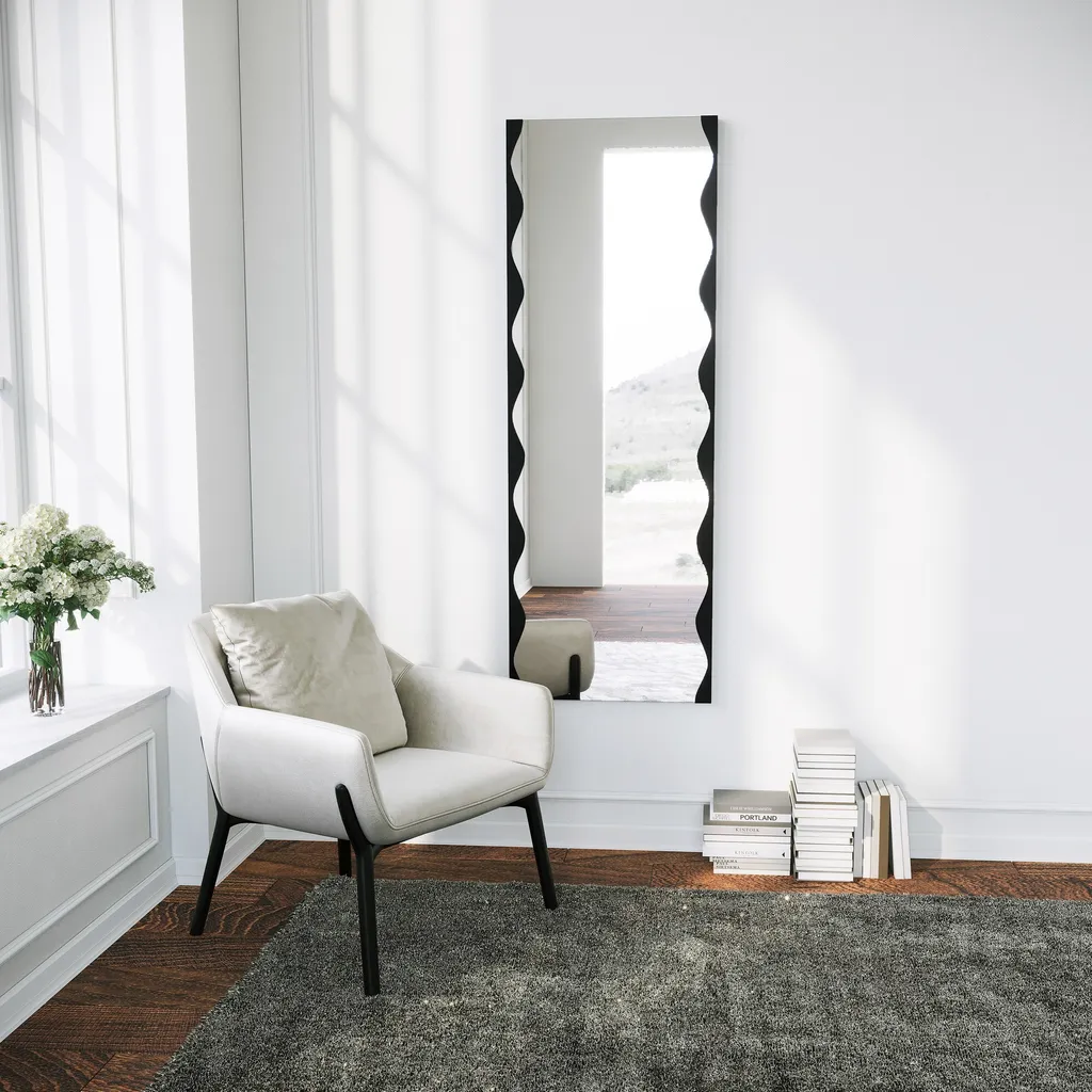 Grand Miroir Rectangulaire Noir 50x140 cm - Verre et Cadre Métal Chic