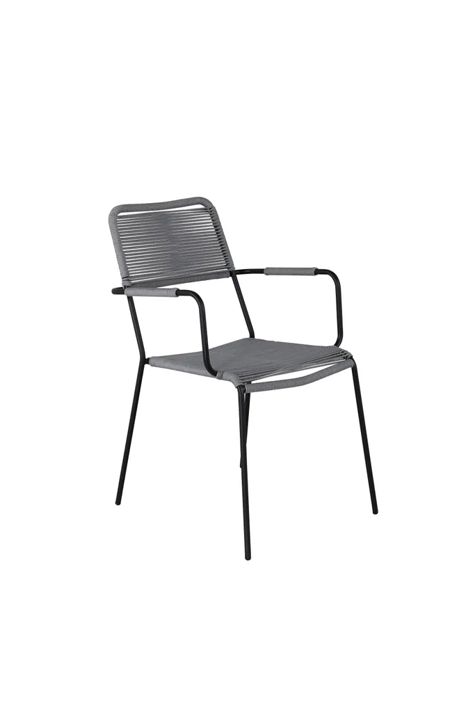 Lindos Chaise de jardin avec accoudoirs empilable noir et gris anthracite
