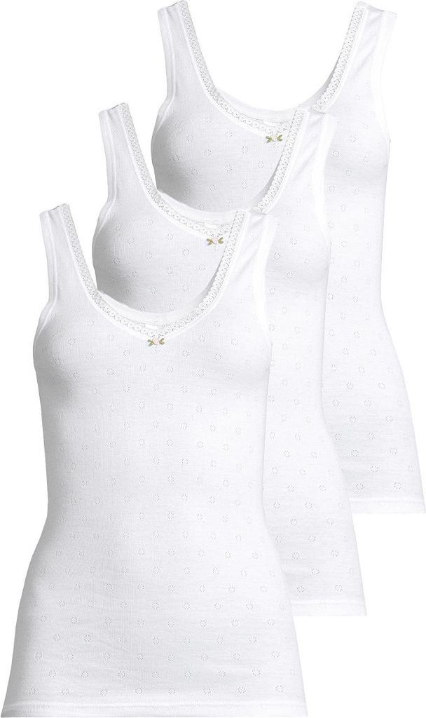 Speidel 3er Pack Nina Unterhemd / Top Baumwolle in Transfer-Jacquard-Qualität, Spitzeneinsatz mit dekorativem Röschen, Komfort ohne störende Sei...