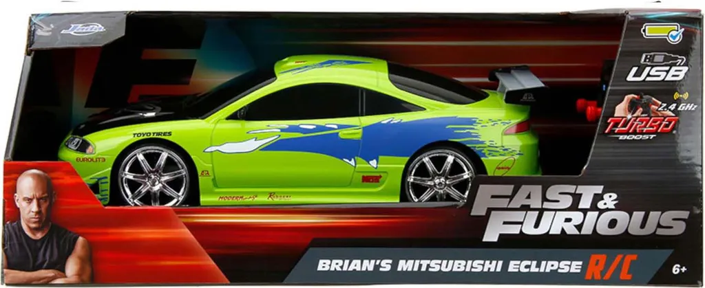 Jada Toys Fast & Furious : Voiture RC Mitsubishi 1995 Échelle 1/16 Verte