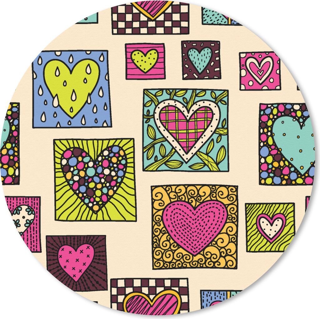 MuchoWow Mauspad Mousepad Bohemian - Herzen - Kritzelei - Muster 20x20 cm - Mousepads - Maus Mat - Pad - Mausunterlage - Schreibtischmatte