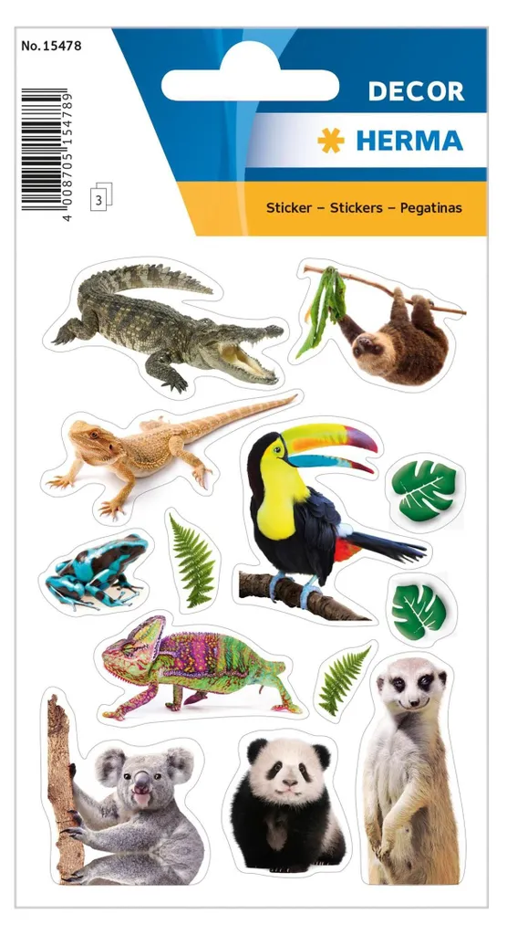 Gommettes Papier HERMA Décoration Jungle et Animaux Exotiques