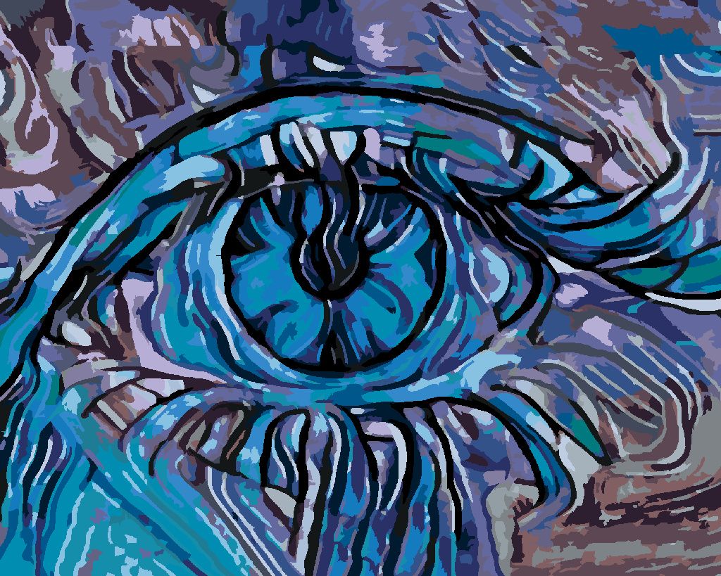 Zuty - Malen nach Zahlen - ABSTRAKTES BLAUES AUGE, 40x50 cm, mit Keilrahmen (bereits gespannt)