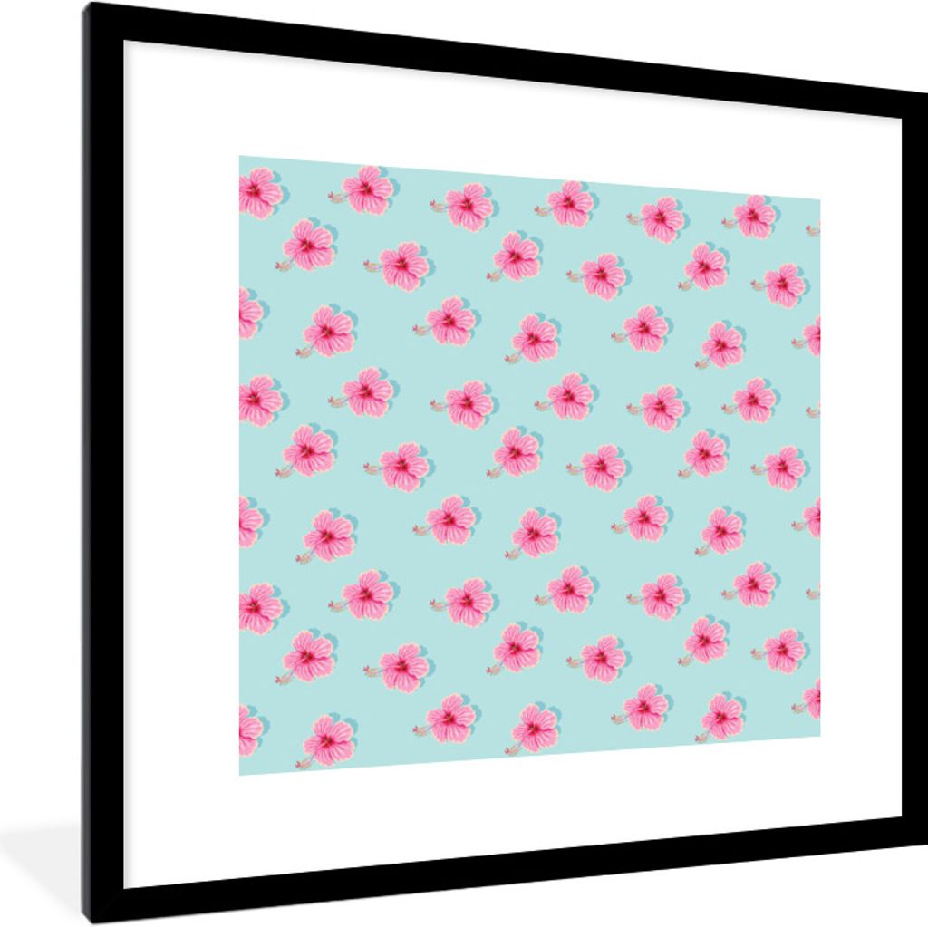 MuchoWow Gerahmtes Poster Blumen - Sakura - Sommer 40x40 cm - Poster mit Schwarzem Bilderrahmen Wandposter Rahmen Foto Bilder - Poster - Plakat i...