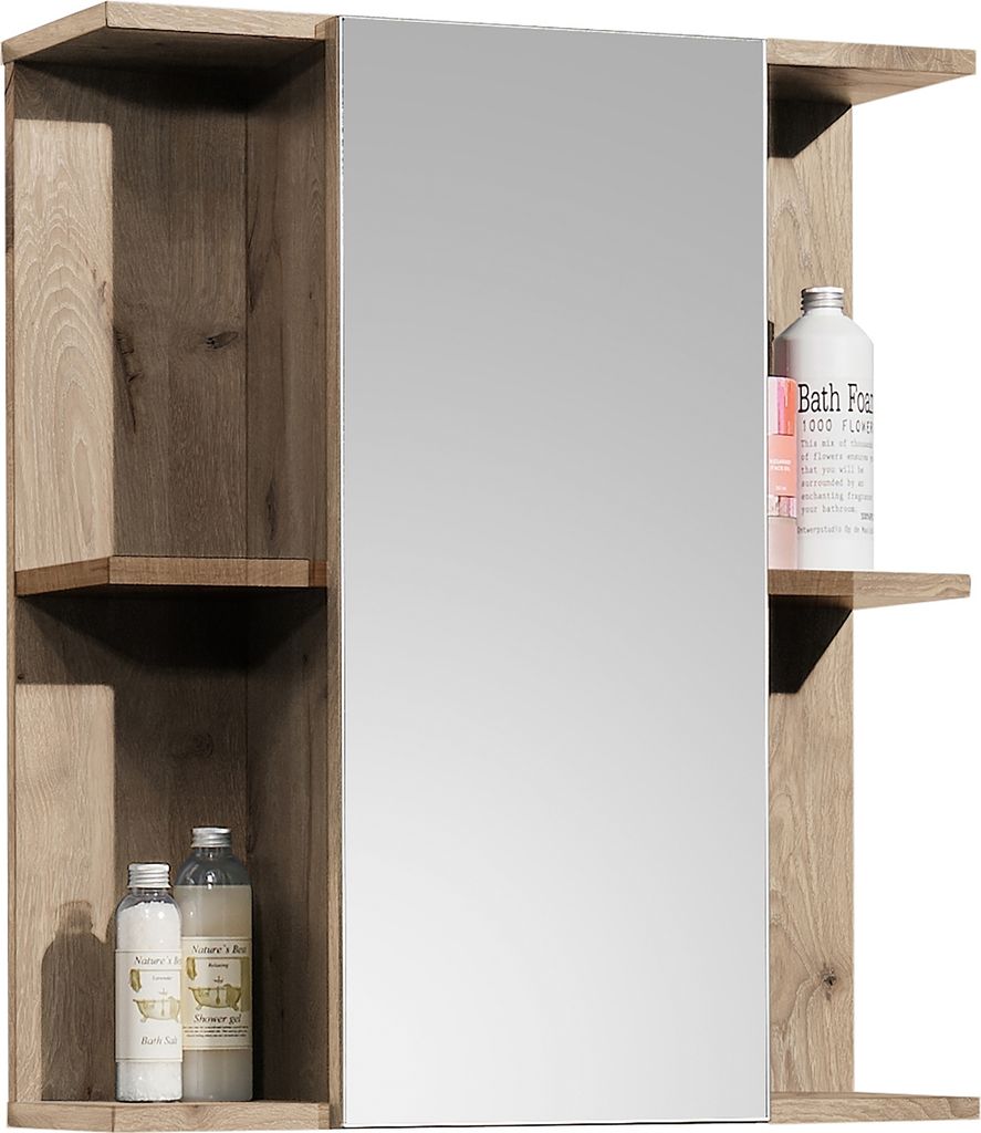 Badezimmerspiegelschrank >Vista< 1 Tür, Fächer, Spiegel / viking oak Nachbildung - 60x71x20cm (BxHxT)
