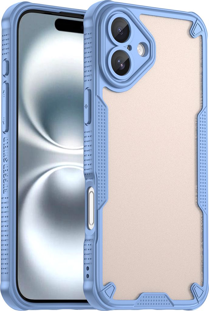 Schutzhülle für iPhone 16 Plus, transluzente matte Rückseite, TPU Bumper Case Blau