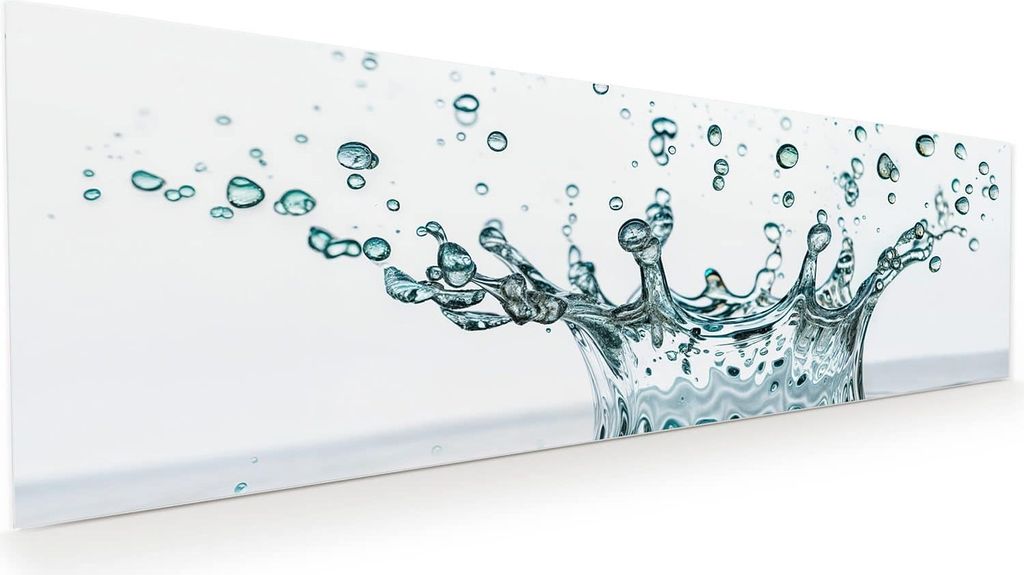 Glasbild 120x40cm in XXL für Wohnzimmer, Schlafzimmer Motiv Wassertropfen Splash