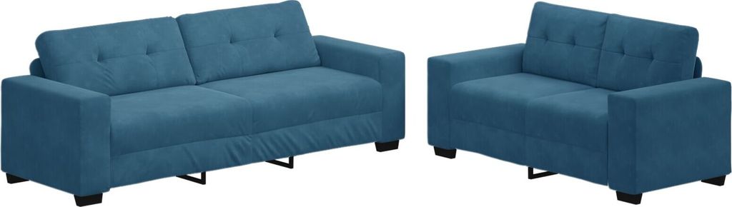 2-teilige Sofaset mit Kissen Blau Samt, Schlafsofas DesignMöbel Neu
