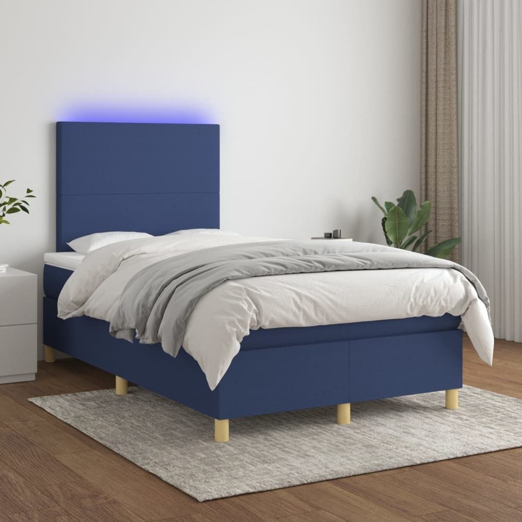 Boxspringbett mit Matratze & LED Blau 120x200 cm Stoff , Klassische Betten Design 2024